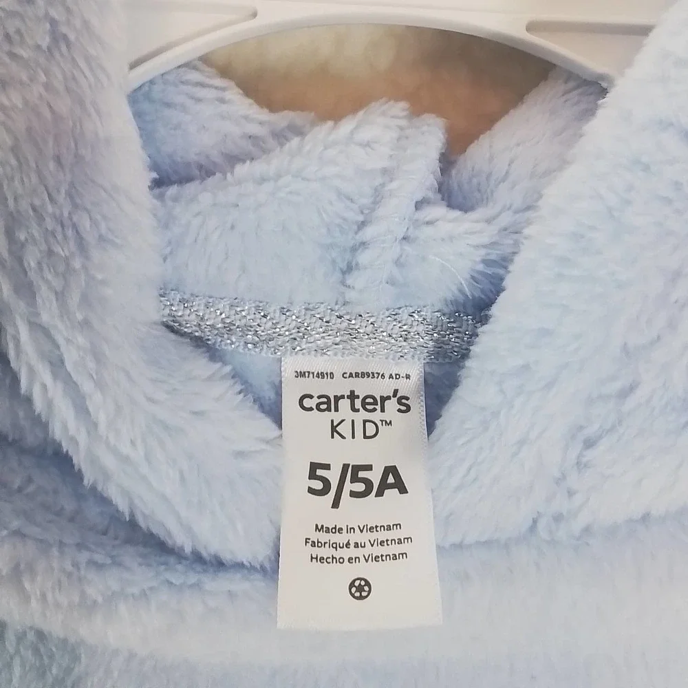 Carter's Kids Plush Fleece‎ Pullover Hoodie Girl's size 5 in Blue